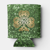 Golden Shining Celtic Shamrock Green Faux Glitter Blikjeskoeler (Achterkant)