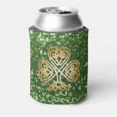 Golden Shining Celtic Shamrock Green Faux Glitter Blikjeskoeler (Blikje Achterkant)