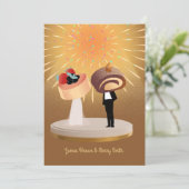 Golden Shining Sweet-koppel in Love Wedding Kaart (Staand voorkant)