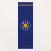 Golden Ship Wheel in Lotus op Navy Blue Yogamat (Voorkant)