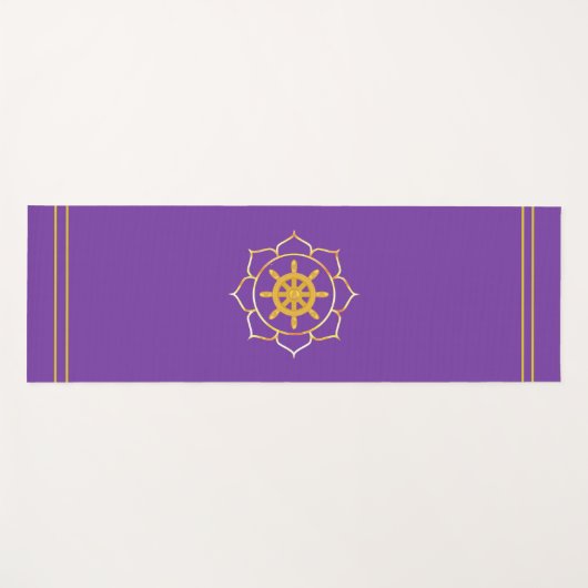 Golden Ship Wheel in Lotus op Violet Yogamat (Voorkant (horizontaal))