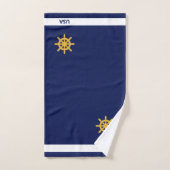 Golden Ship Wheel op Navy Blue Bad Handdoek (Handdoek)