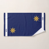 Golden Ship Wheel op Navy Blue Bad Handdoek (Handdoek)