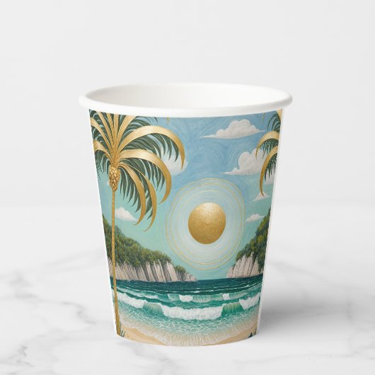 Golden Shores Papieren Bekers (Voorkant)