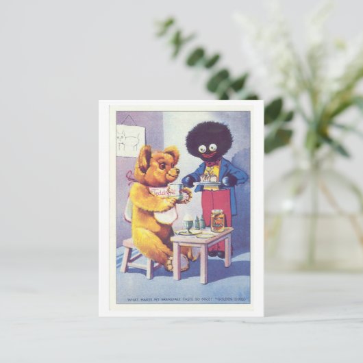 Golden Shred Teddy Bear Ad Briefkaart (Staand voorkant)