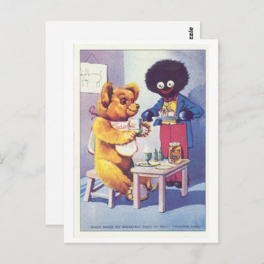 Golden Shred Teddy Bear Ad Briefkaart (Voorkant / Achterkant)