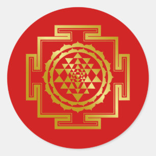 Golden Shree Yantra Ronde Sticker