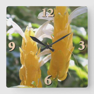 Golden Shrimp Plant Flowers Vierkante Klok