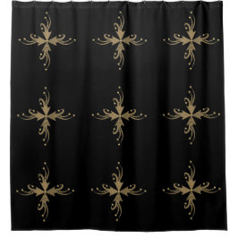 Golden siervoorwerpen op zwarte achtergrond douchegordijn