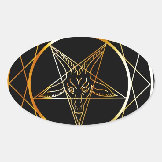 Golden sigil van Baphomet Ovale Sticker (Voorkant)