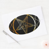 Golden sigil van Baphomet Ovale Sticker (Envelop)