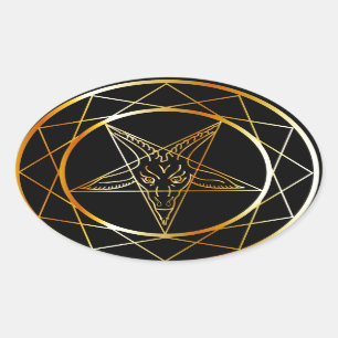 Golden sigil van Baphomet Ovale Sticker
