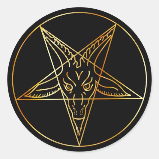 Golden sigil van Baphomet Ronde Sticker (Voorkant)