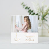 Golden Signature Foto First Heilige Communie Bedankkaart (Staand voorkant)