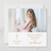 Golden Signature Foto First Heilige Communie Bedankkaart (Voorkant)