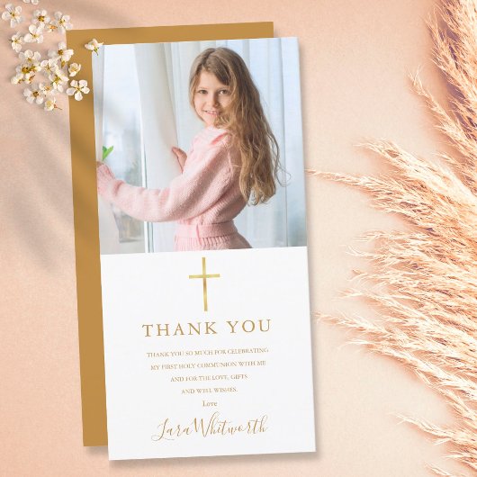 Golden Signature Foto First Heilige Communie Bedankkaart