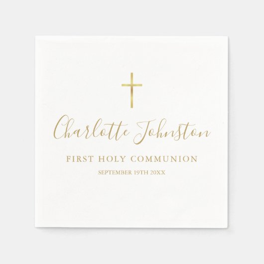 Golden Signature Script First Heilige Communie Servet (Voorkant)