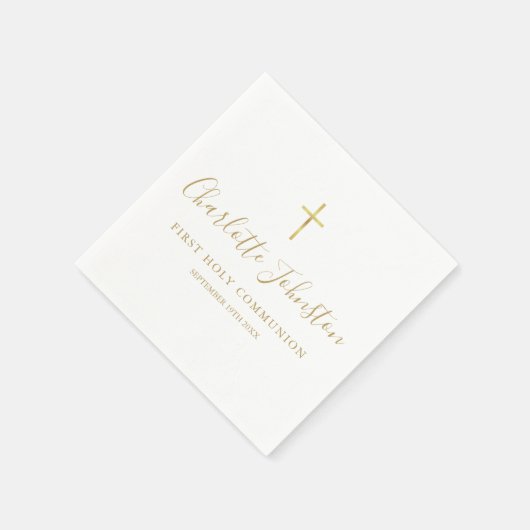 Golden Signature Script First Heilige Communie Servet (Hoek)