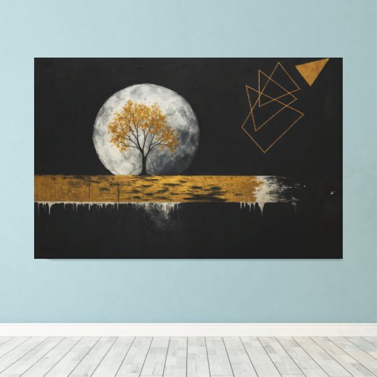 Golden Silence Under the Moon Canvas Afdruk (Insitu (Houten vloer))