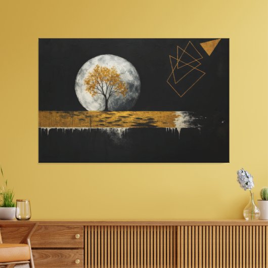 Golden Silence Under the Moon Canvas Afdruk (Insitu (Woonkamer))