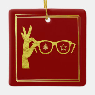 Golden Silhouette Hand Holding Ornament
