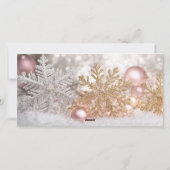 Golden Silver Baby Pink Snowflake 3 Fotocollage Feestdagenkaart (Achterkant)