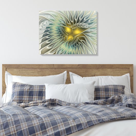 Golden Silver Fantasy abstract fractal Art Canvas Afdruk (Insitu (Slaapkamer))