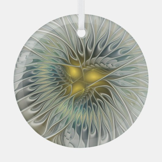 Golden Silver Fantasy Abstract fractal Art Glas Ornament (Voorkant)
