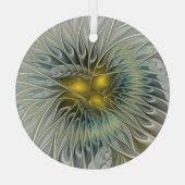 Golden Silver Fantasy Abstract fractal Art Glas Ornament (Achterkant)