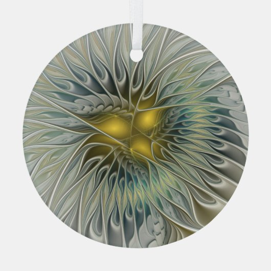 Golden Silver Fantasy Abstract fractal Art Glas Ornament (Achterkant)