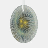 Golden Silver Fantasy Abstract fractal Art Glas Ornament (Voorkant links)