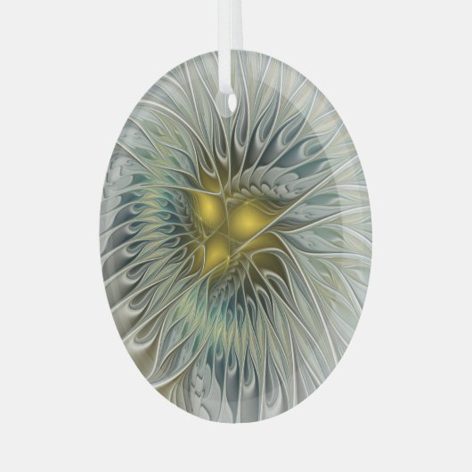 Golden Silver Fantasy Abstract fractal Art Glas Ornament (Voorkant links)