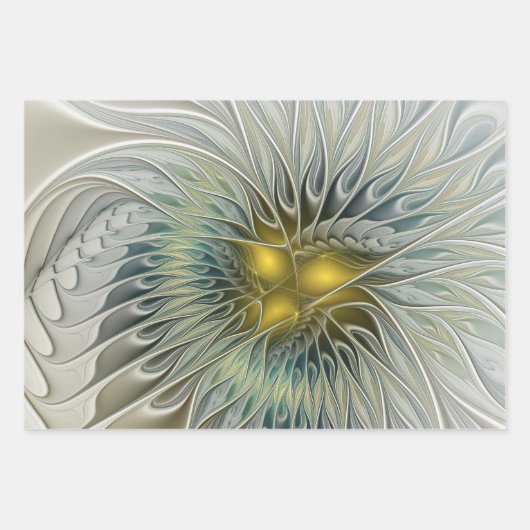 Golden Silver Fantasy abstract fractal Art Inpakpapier Vel (Voorkant)