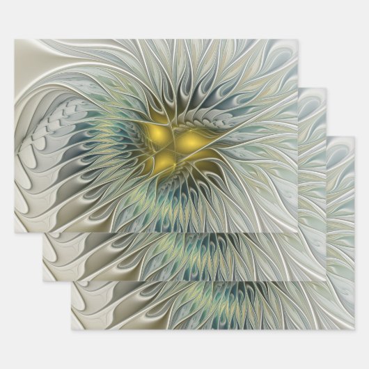 Golden Silver Fantasy abstract fractal Art Inpakpapier Vel (Set)