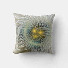 Golden Silver Fantasy abstract fractal Art Kussen