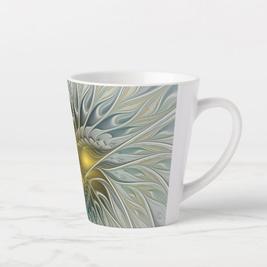 Golden Silver Fantasy Abstract fractal Art Latte Mok (Rechts)