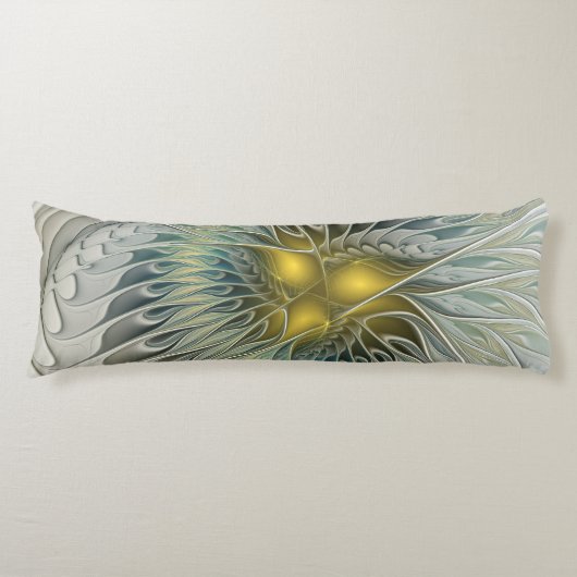Golden Silver Fantasy abstract fractal Art Lichaamskussen (Voorkant)