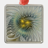 Golden Silver Fantasy Abstract fractal Art Metalen Ornament (Voorkant)