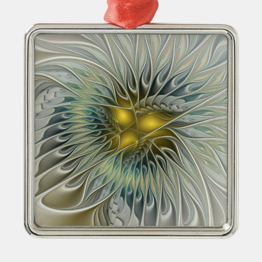Golden Silver Fantasy Abstract fractal Art Metalen Ornament (Voorkant)