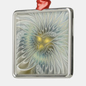 Golden Silver Fantasy Abstract fractal Art Metalen Ornament (Links)