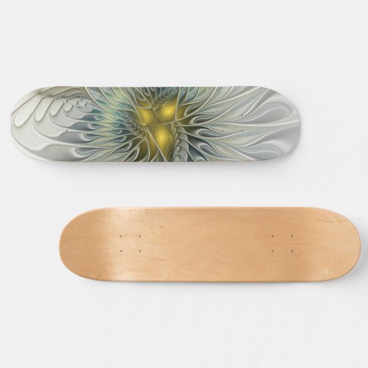 Golden Silver Fantasy abstract fractal Art Skateboard (Horizontaal)