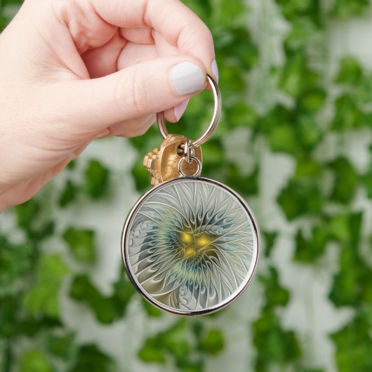 Golden Silver Fantasy Abstract fractal Art Sleutelhanger (Hand)