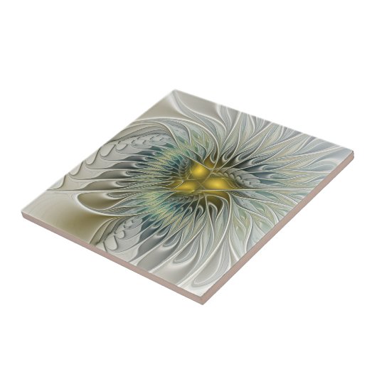 Golden Silver Fantasy Abstract fractal Art Tegeltje (Zijkant)