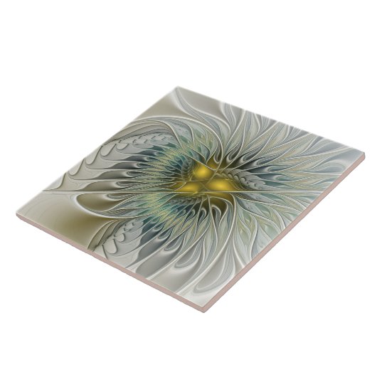 Golden Silver Fantasy Abstract fractal Art Tegeltje (Zijkant)