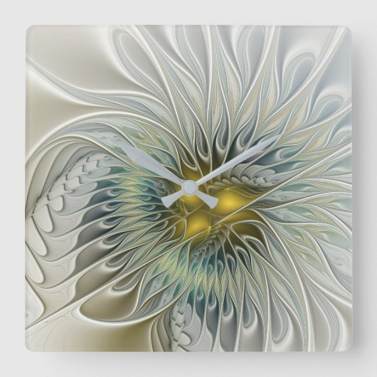 Golden Silver Fantasy abstract fractal Art Vierkante Klok (Voorkant)