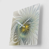 Golden Silver Fantasy abstract fractal Art Vierkante Klok (Hoek)