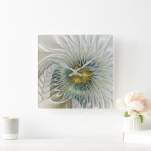 Golden Silver Fantasy abstract fractal Art Vierkante Klok (Huis)