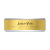 Golden Silver Plain Modern Script Retouradres Etiket (Voorkant)
