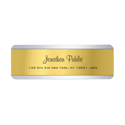 Golden Silver Plain Modern Script Retouradres Etiket (Voorkant)