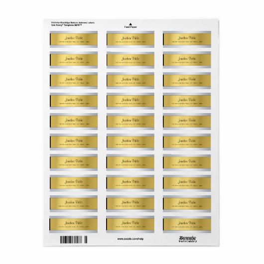 Golden Silver Plain Modern Script Retouradres Etiket (Full Sheet)